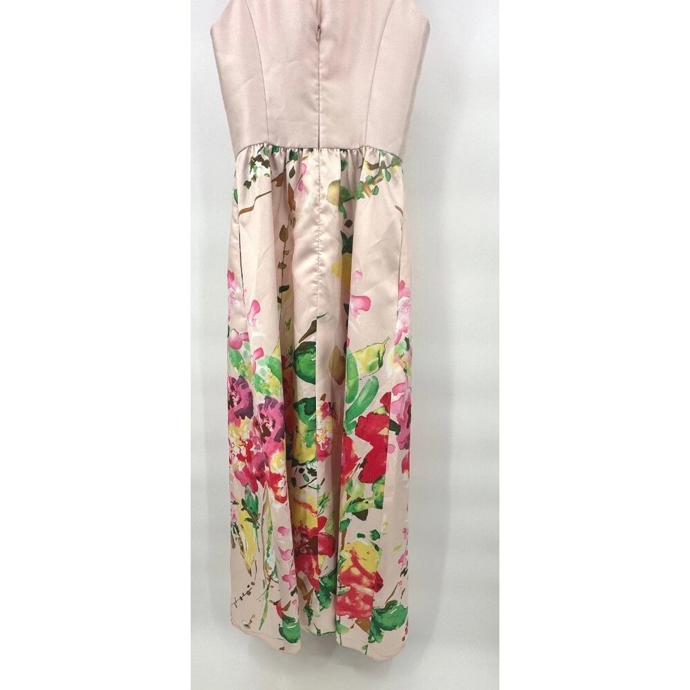 Alfred Sung Floral Maxi Dress Sleeveless Blush Bouquet Gown - Picture 4 of 11